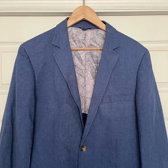 {Alan Flusser} Linen Blend Sport Coat in Blue - Mens Medium - Picture 2 of 10